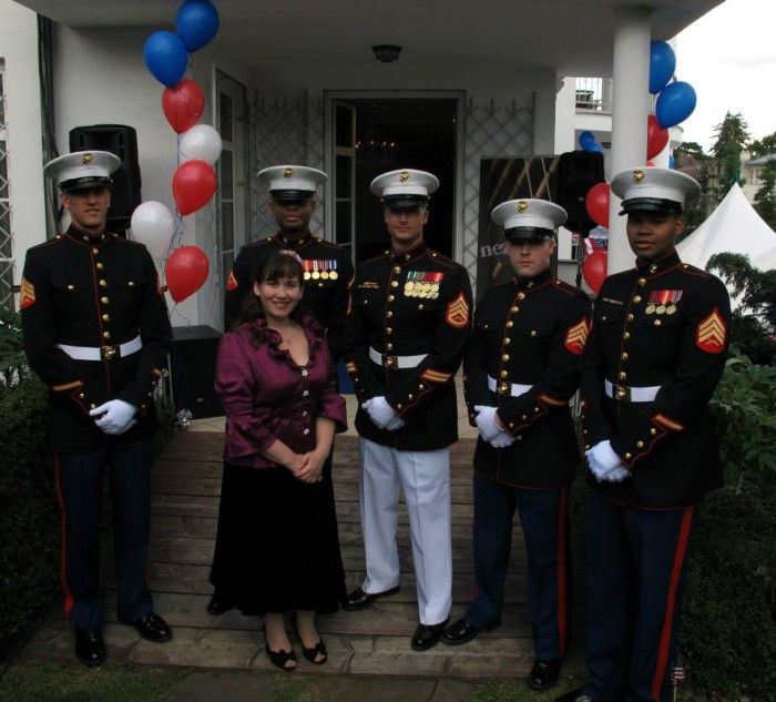 Melanie with her Navy boys in Bratislava