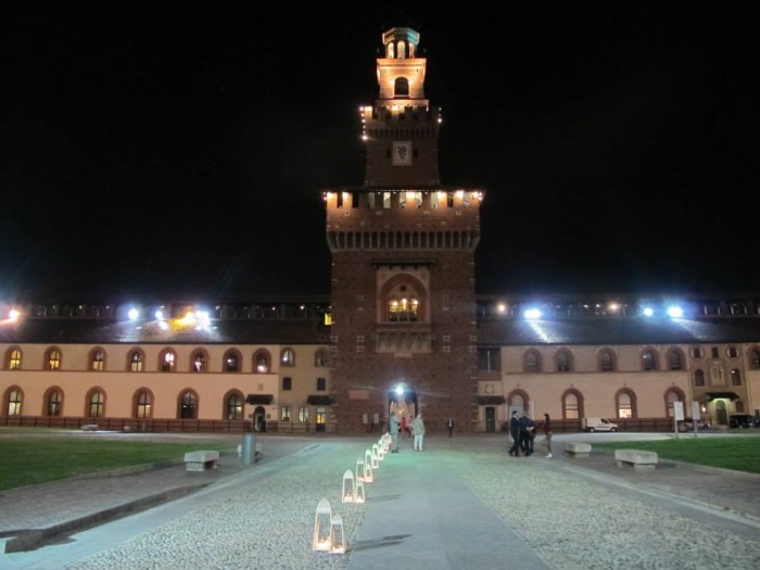 The castle in Milan at night