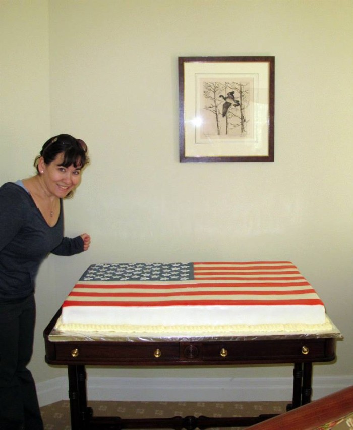 Giant American flag cake