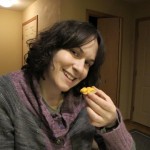 Deborah enjoying Wisconsin cheese curds