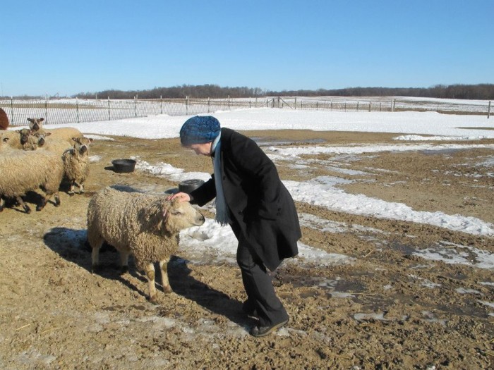 Melanie making sheep-friends