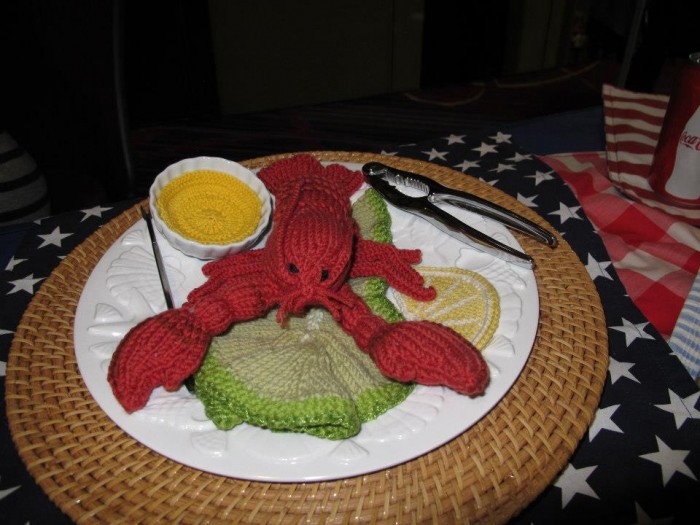 Knitted lobster