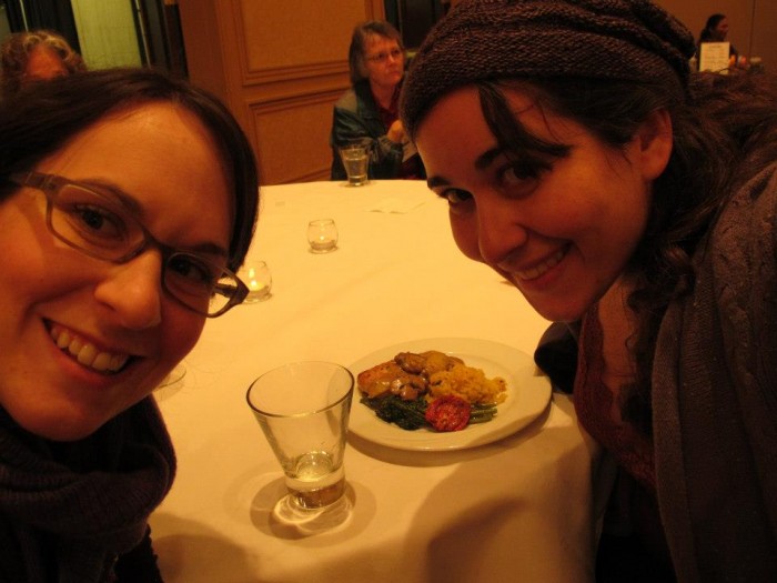 Hungry sisters at the opening banquet